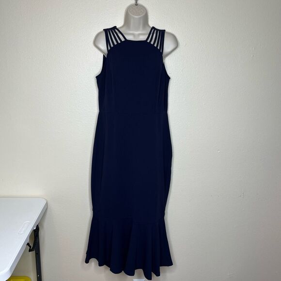 New PrettyGarden Navy Blue Sleeveless Bodycon Formal Midi Dress Women Size Large - Picture 14 of 14